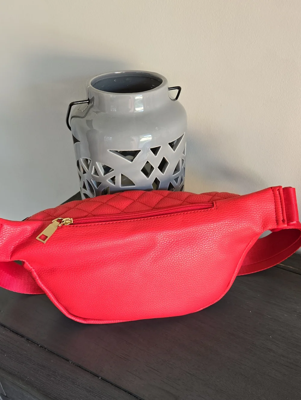 Marc New York Quilted Coral-Red Crossbody Belt Bag